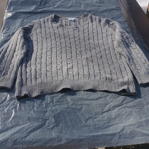 Jessica Cable Knit Sweater Grey Gray Extra Large XL - Picture 3 of 12